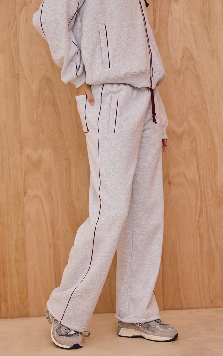Ash Grey Contrast Seam Drawcord Straight Leg Sweatpant image 2