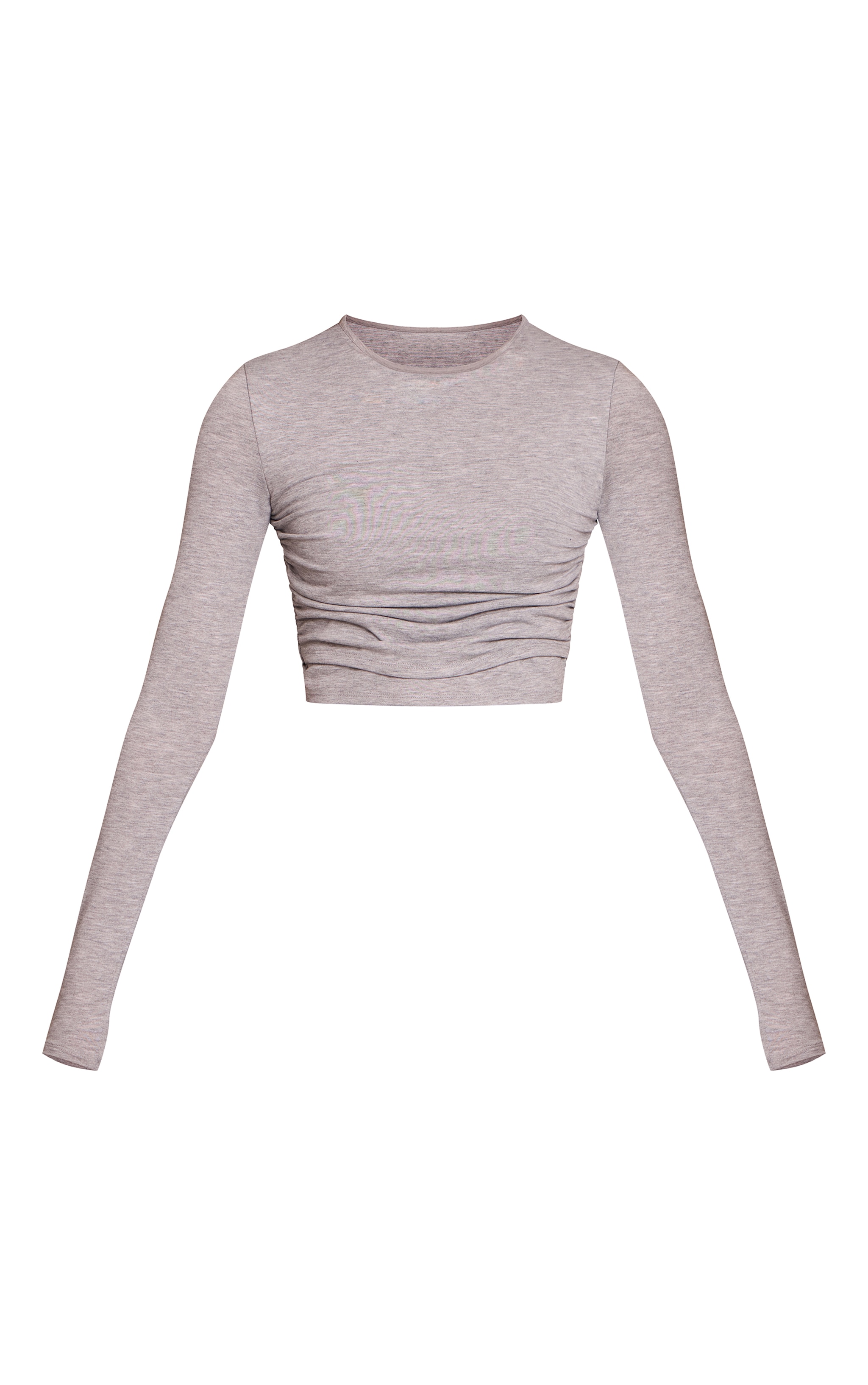 Grey Marl Soft Jersey Ruched Long Sleeve Top image 5