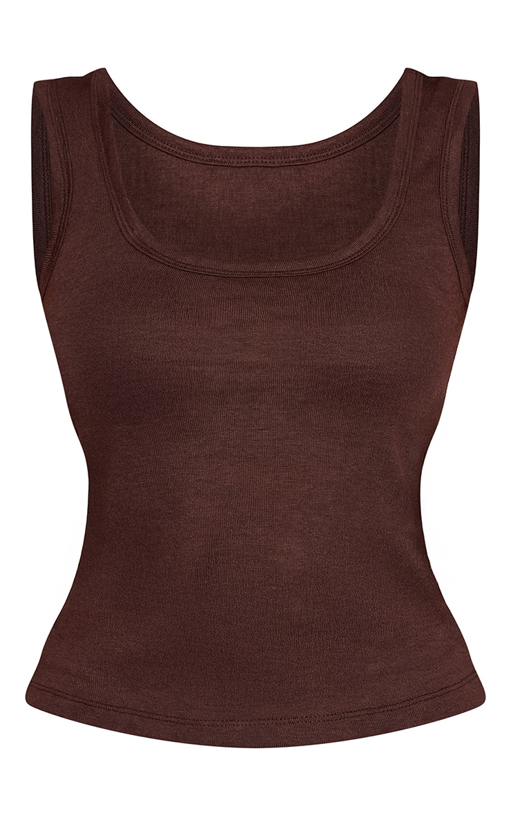 Dark Chocolate  Marl Slub Jersey Scoop Neck Vest Top  image 5