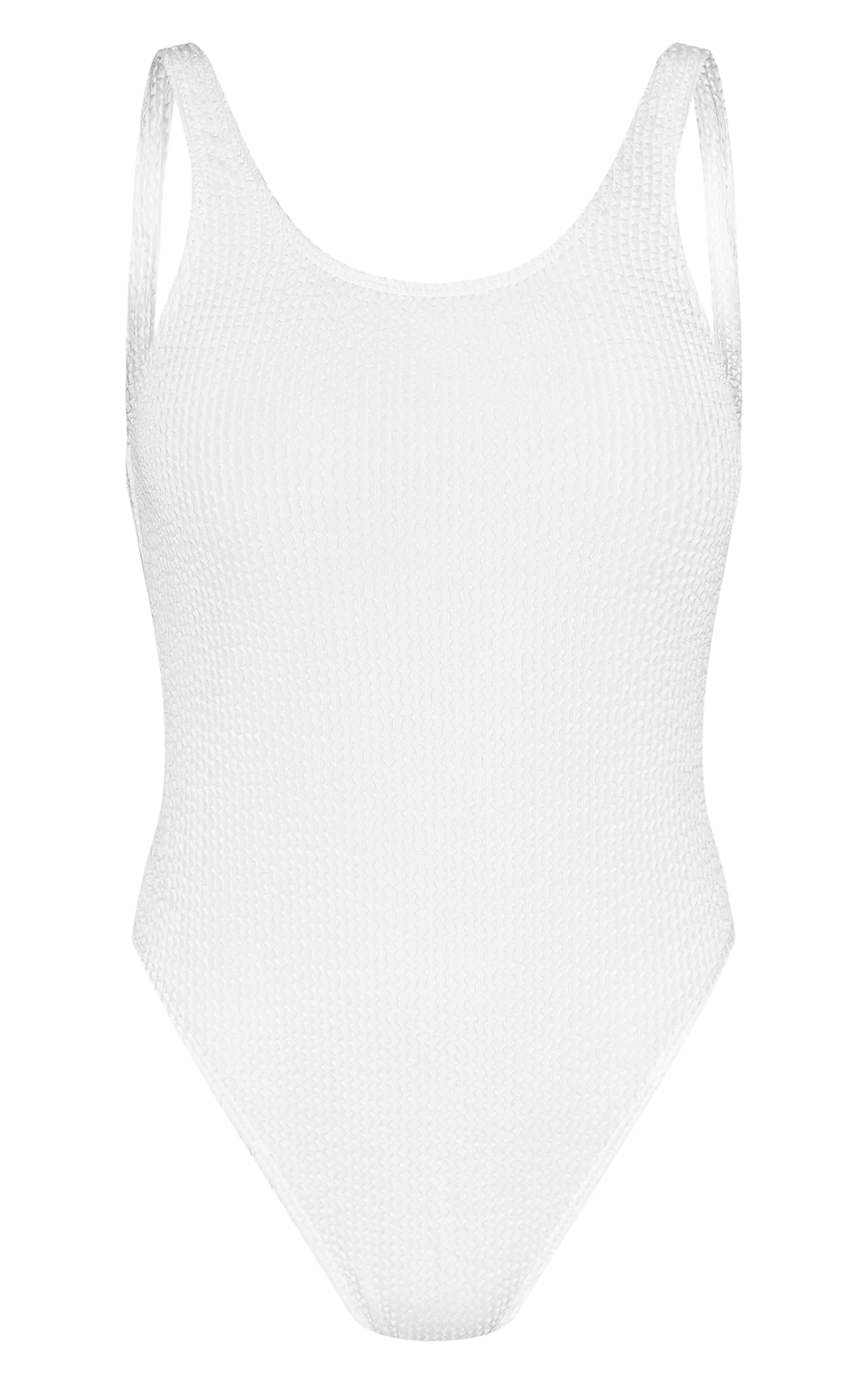 White Crinkle Low Scoop Back Swimsuit image 5