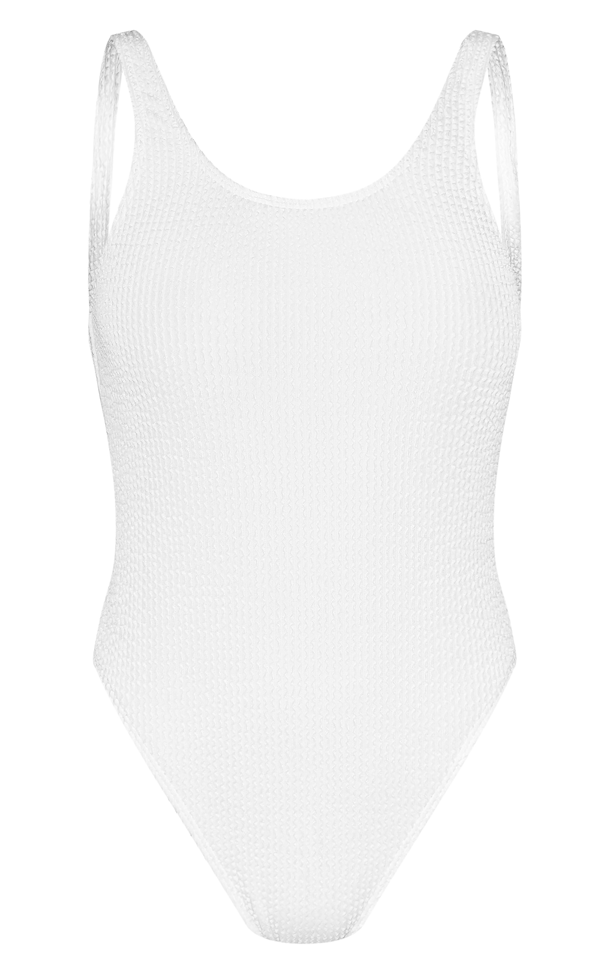 Maillot de bain blanc crêpé à dos plongeant rond image 5