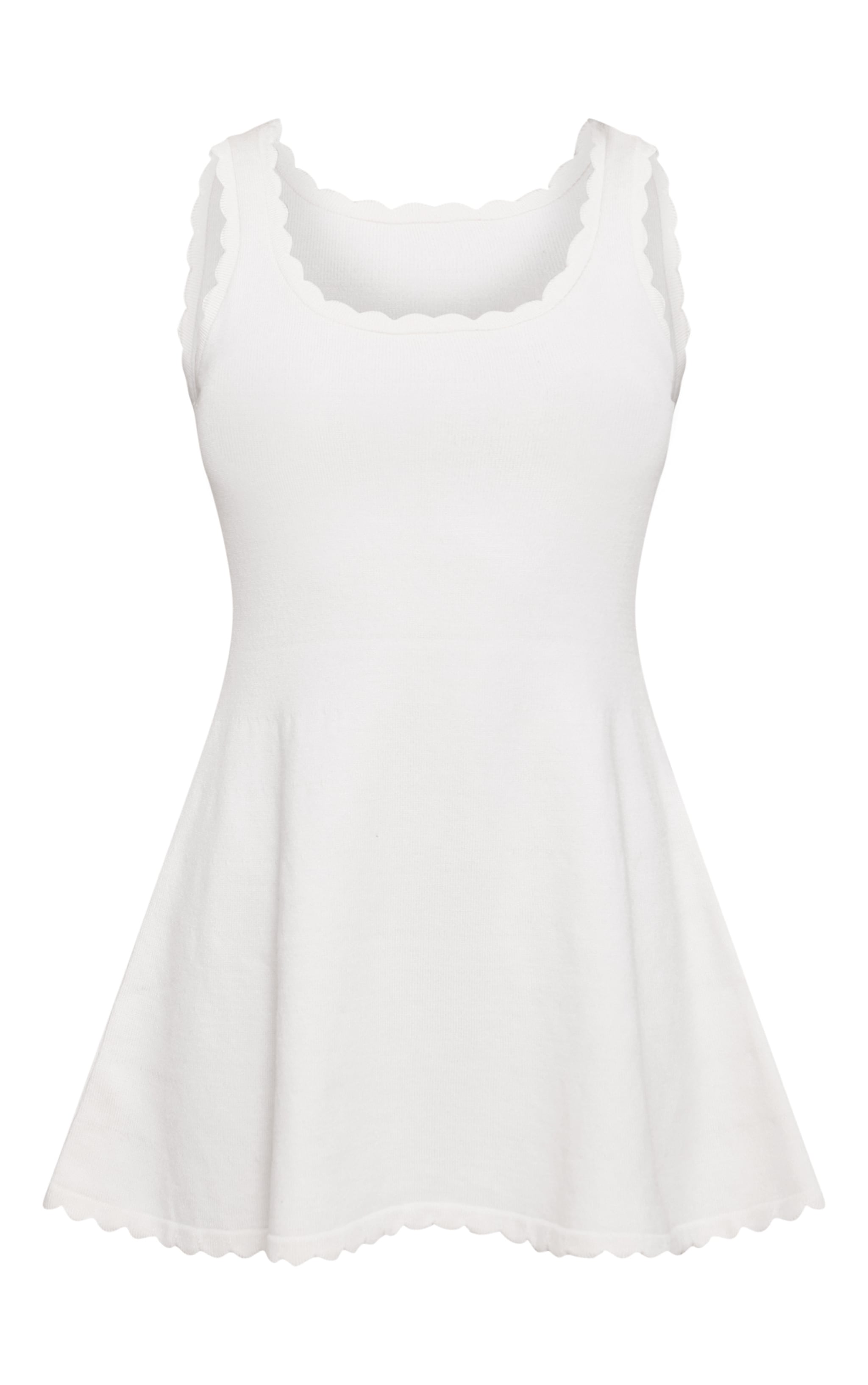 Petite Buttercream Knitted Scallop Edge Shift Mini Dress image 5