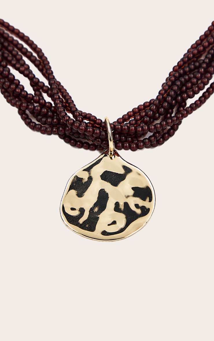 Smokey Brown Resin Gold Pendant Necklace image 3