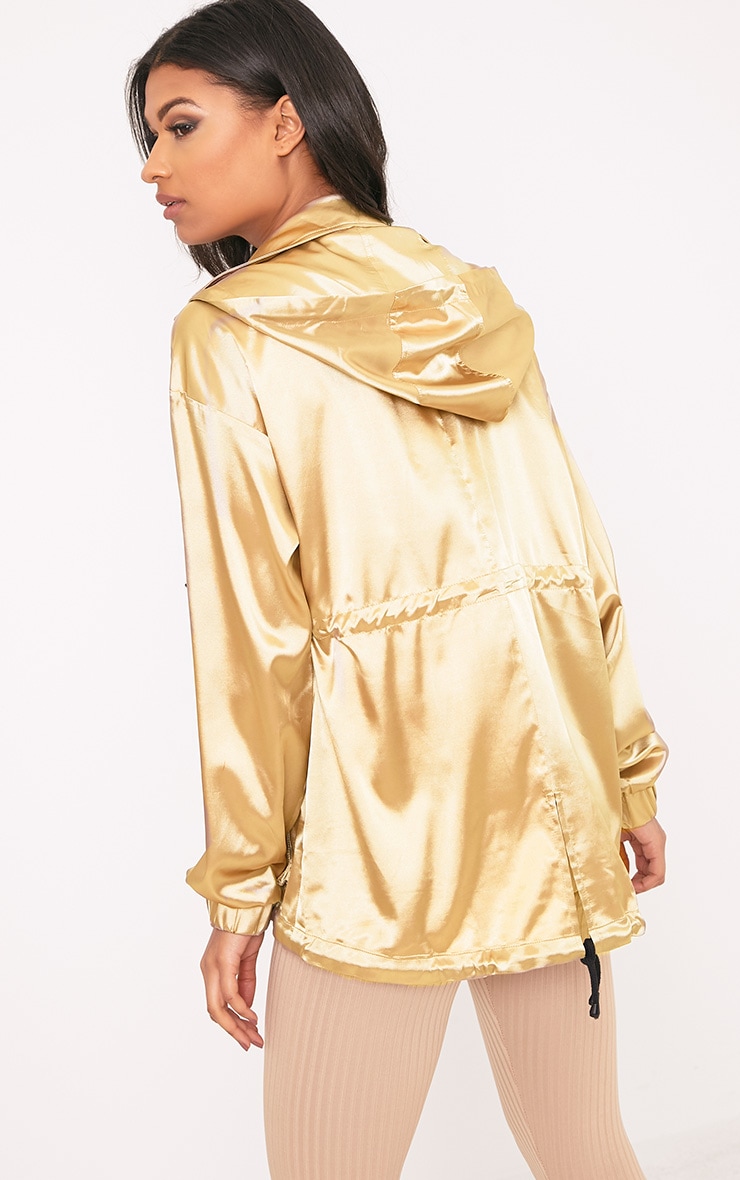 Fiffe Gold Satin Parka Coats & Jackets PrettyLittleThing USA