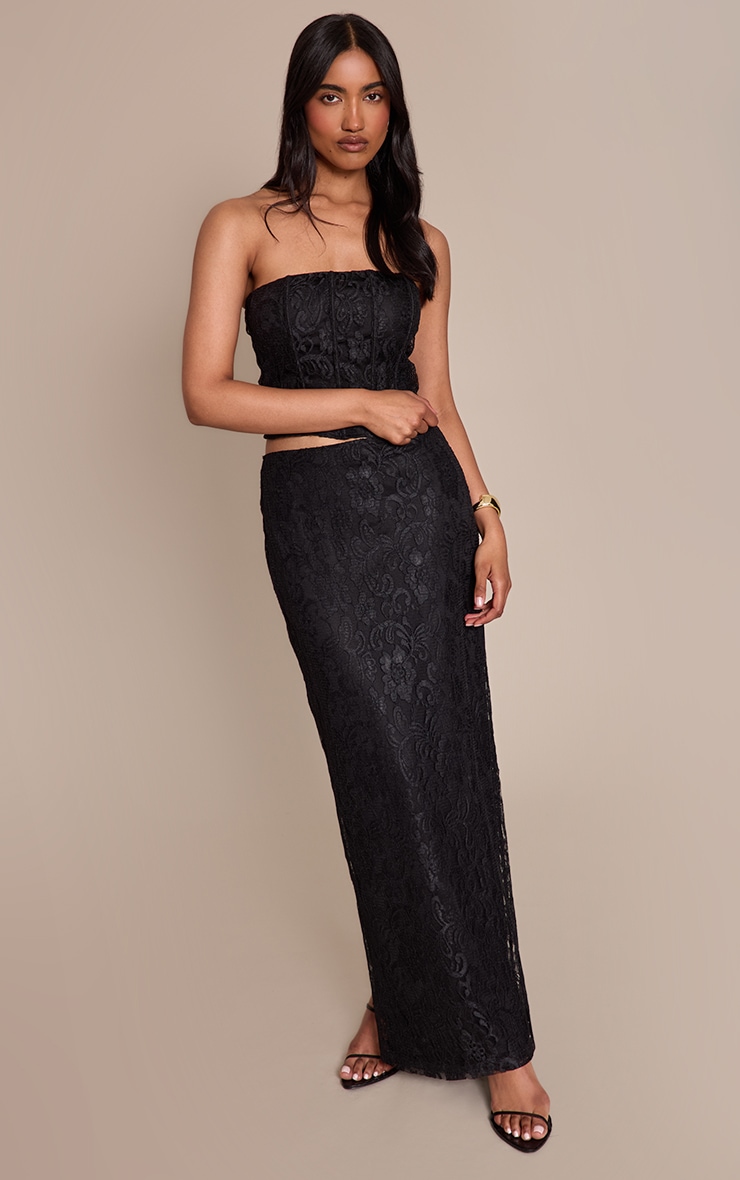 Black Lace Boned Bandeau Corset Top image 3