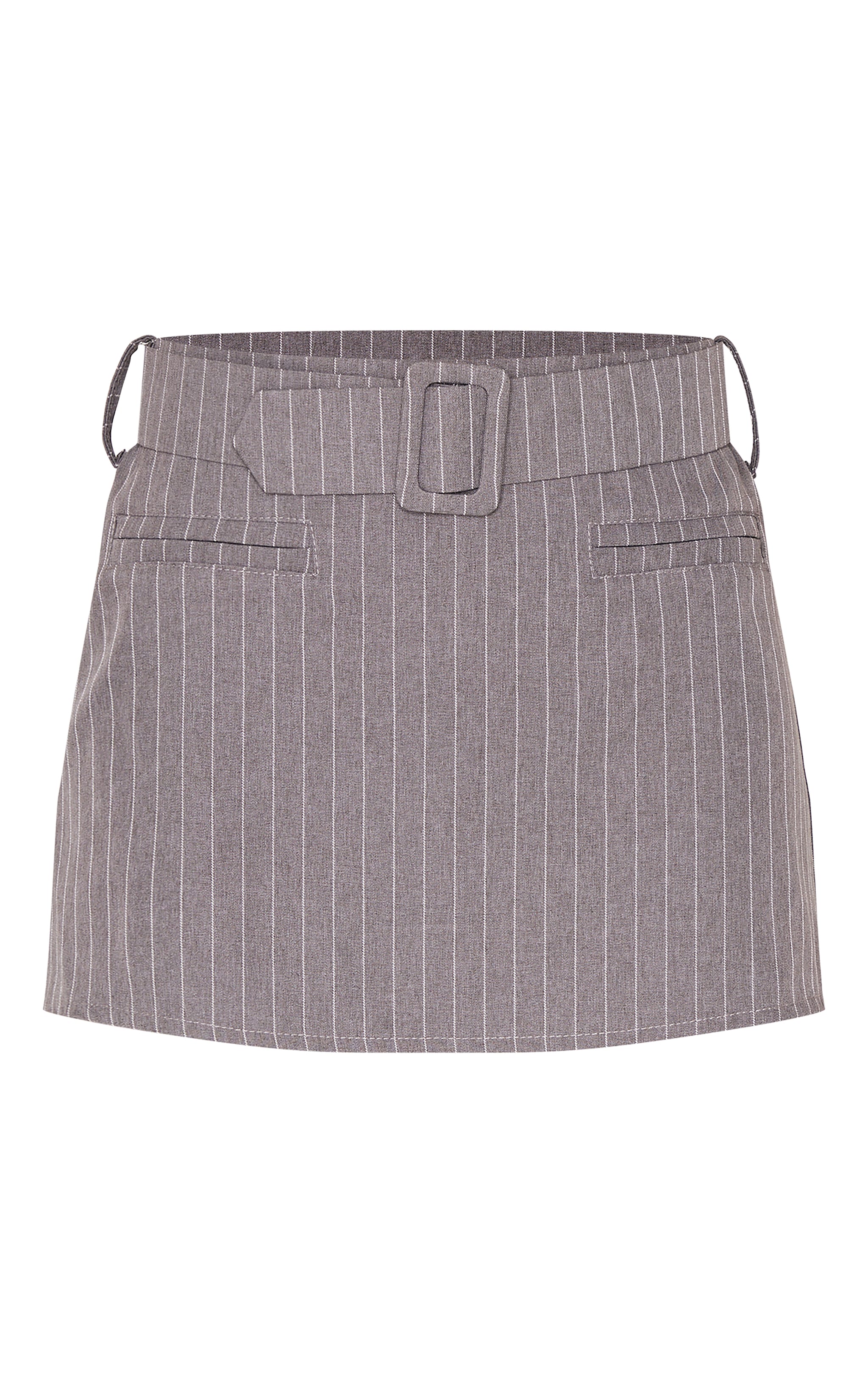 Charcoal Pinstripe Belted Micro Mini Skirt image 6