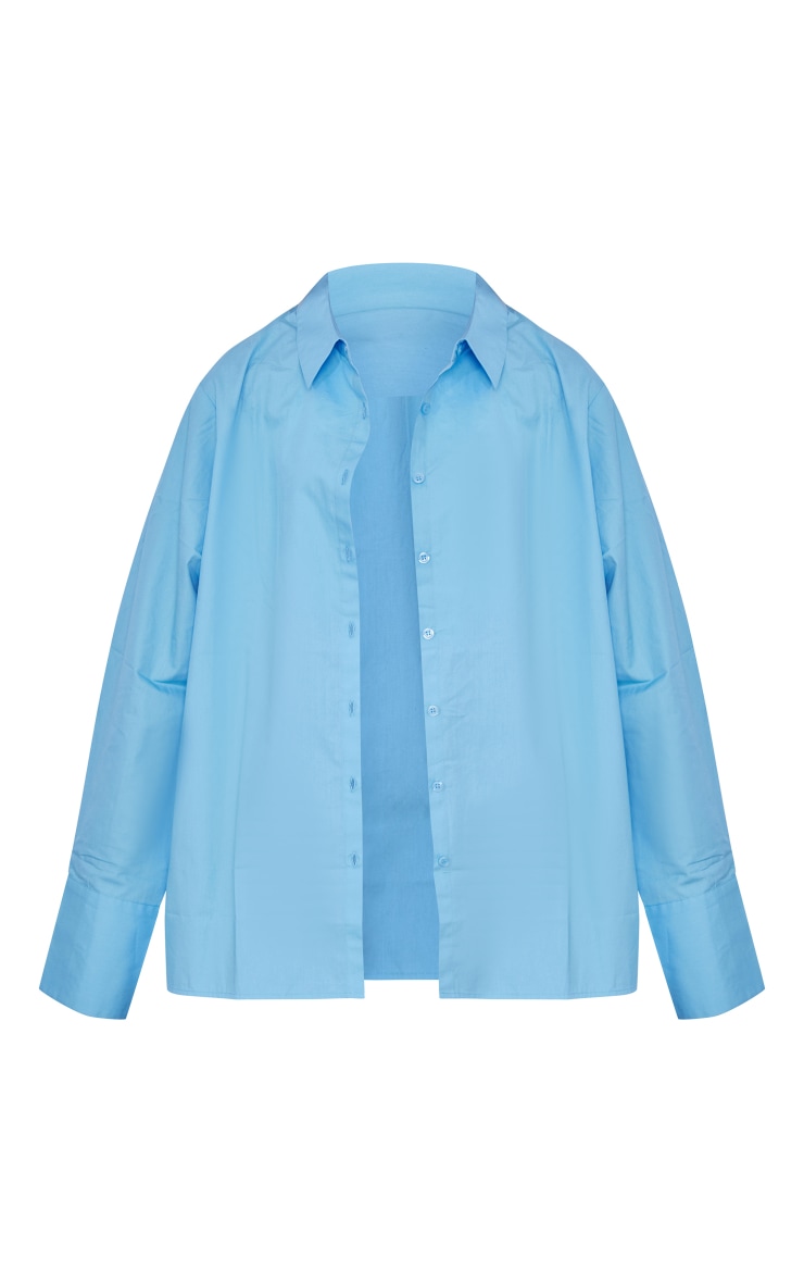 Cornflower Blue Oversized Cuff Poplin Shirt image 2