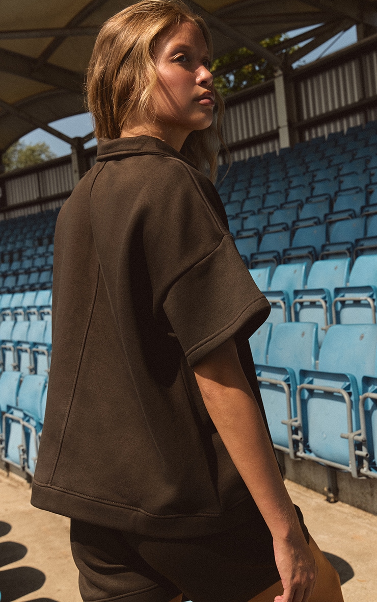 Chocolate Short Sleeve 1/2 Zip Sweatshirt image 2
