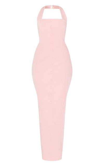 1210741 Pink Buttoned Maxi Dress