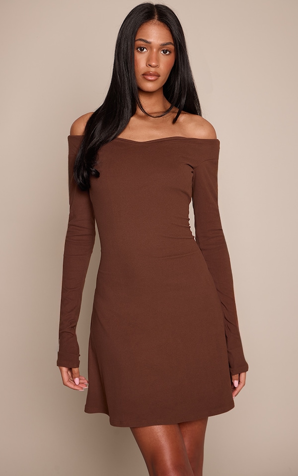 Tall Taupe Soft Touch V Neck Long Sleeve Shift Dress