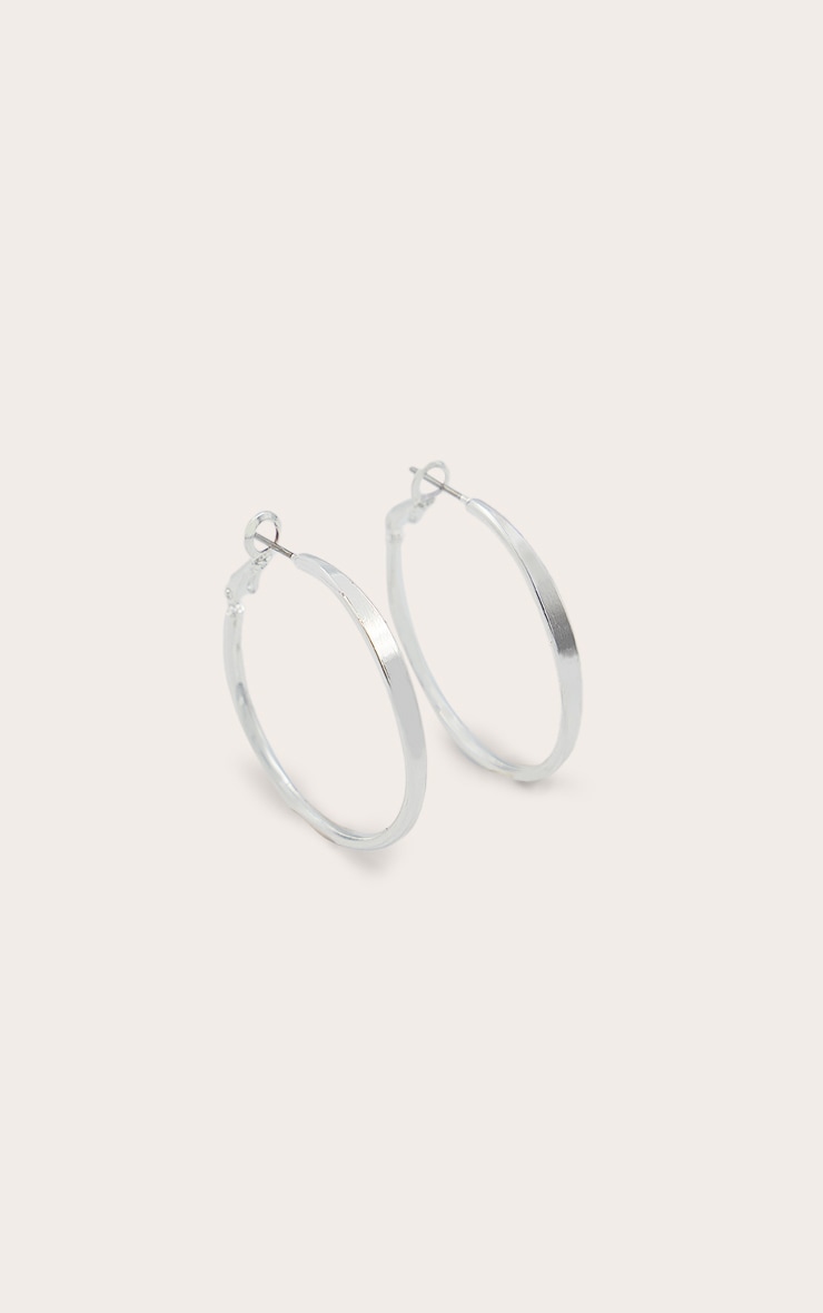 Silver Smooth Edge Hoop Earrings image 2