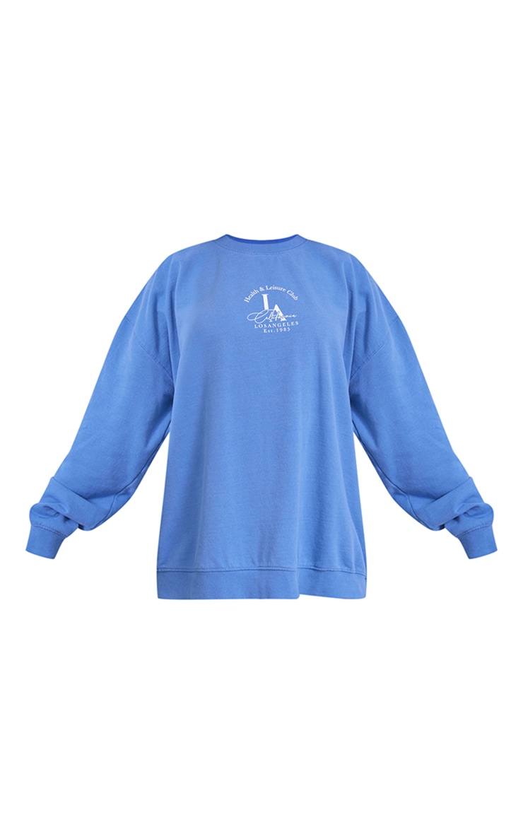 Navy Health And Leisure Printed Washed Sweatshirt image 5