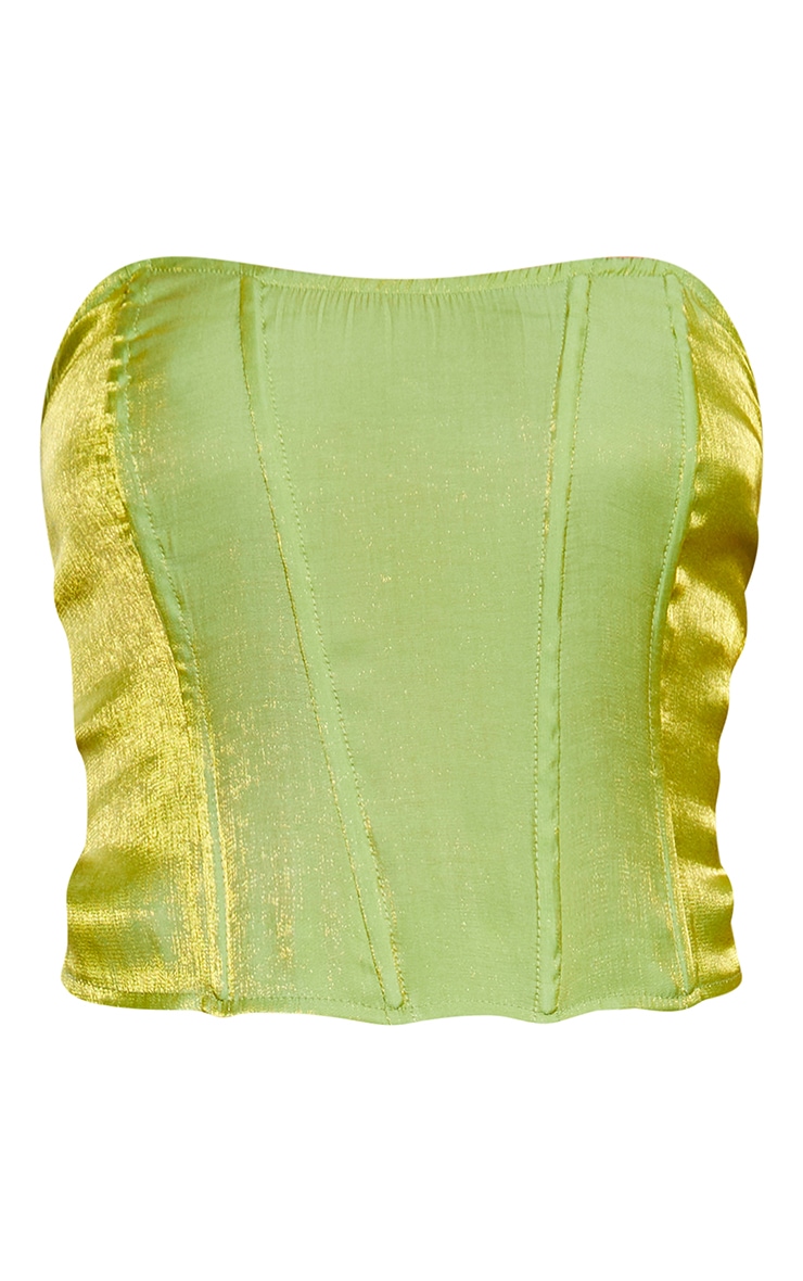 Lime High Shine Satin Strapless Corset image 5