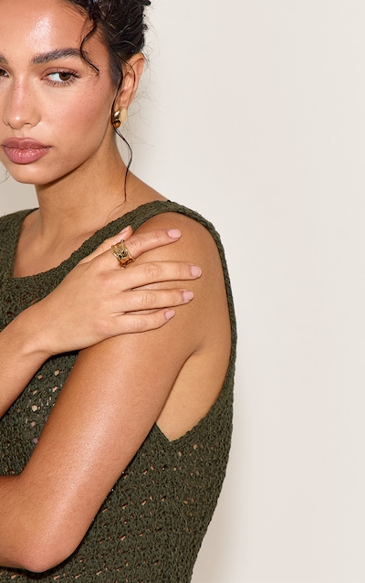 Bague abstraite texturée dorée effet fondu