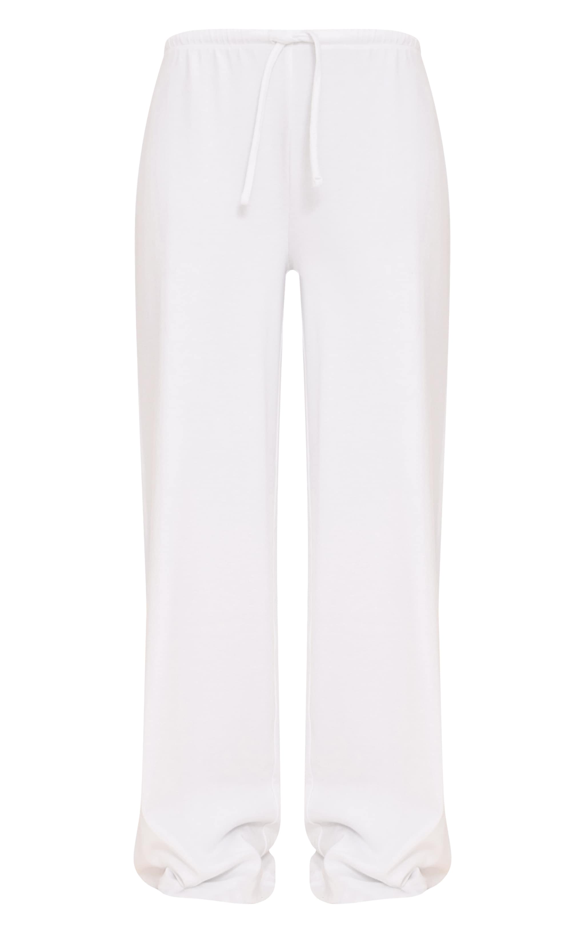  Petite Cream Modal Ribbed Wide Leg Drawstring Pants image 5