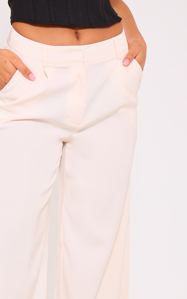 Premium Cream Pleat Front Straight Leg Tailored Pants image 4