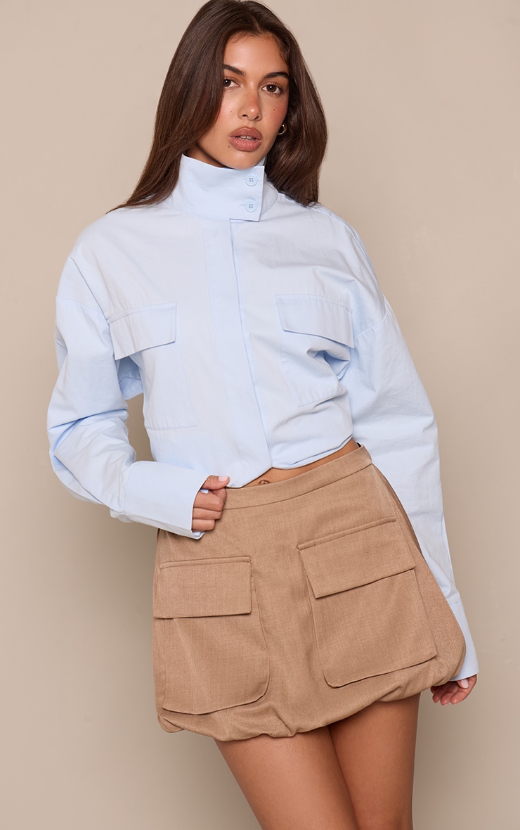 Camel Woven Utility PuffBall Mini Skirt image 4