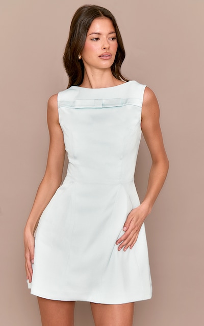 Robe de tailleur trapèze deluxe menthe glacier à détail noeud