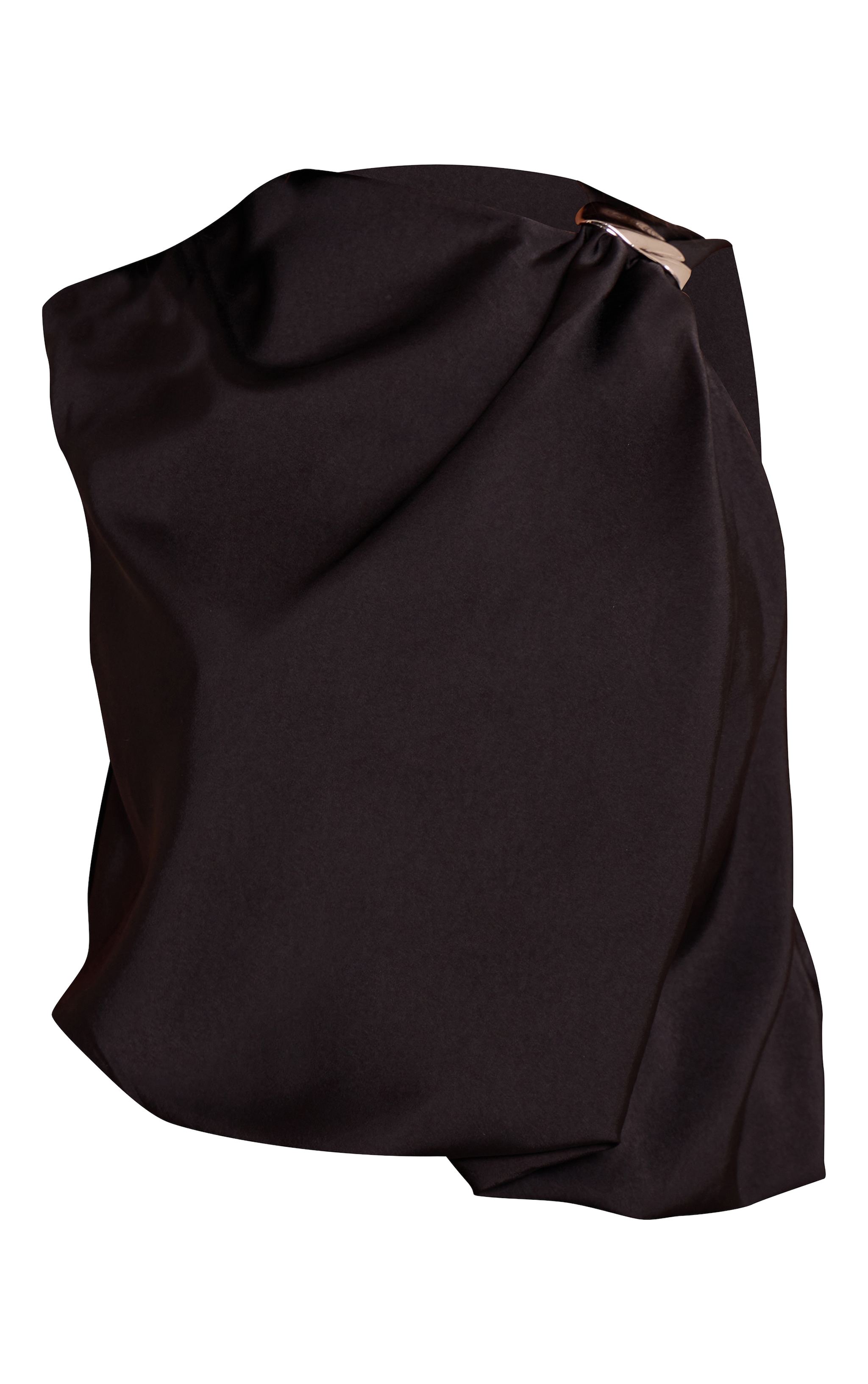 Petite Black Trim Detail Satin Sleeveless Top image 5