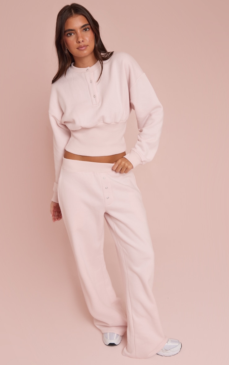 Baby Pink Button Up Cinched Sweatshirt image 3