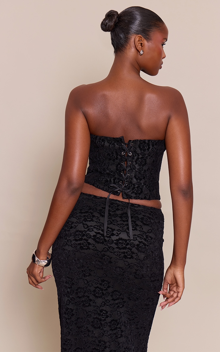 Black Lace Velvet Coset Top  image 2