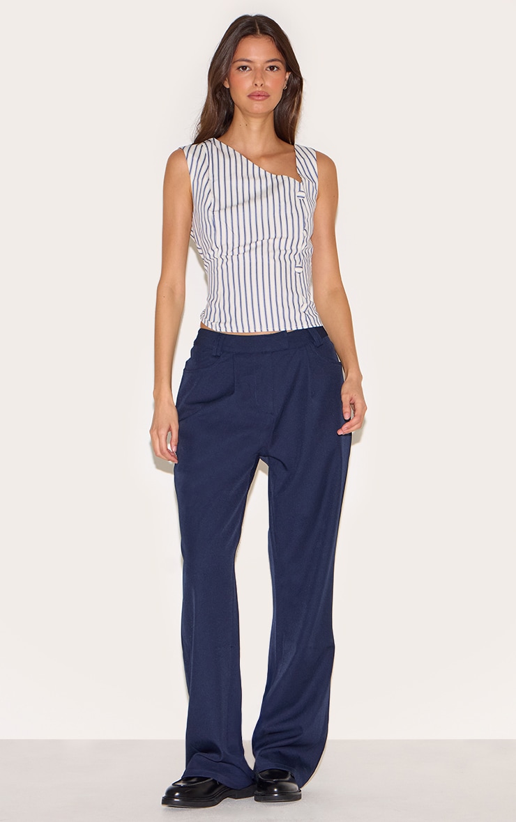 Gilet ajusté bleu à détail asymétrique et rayures image 3