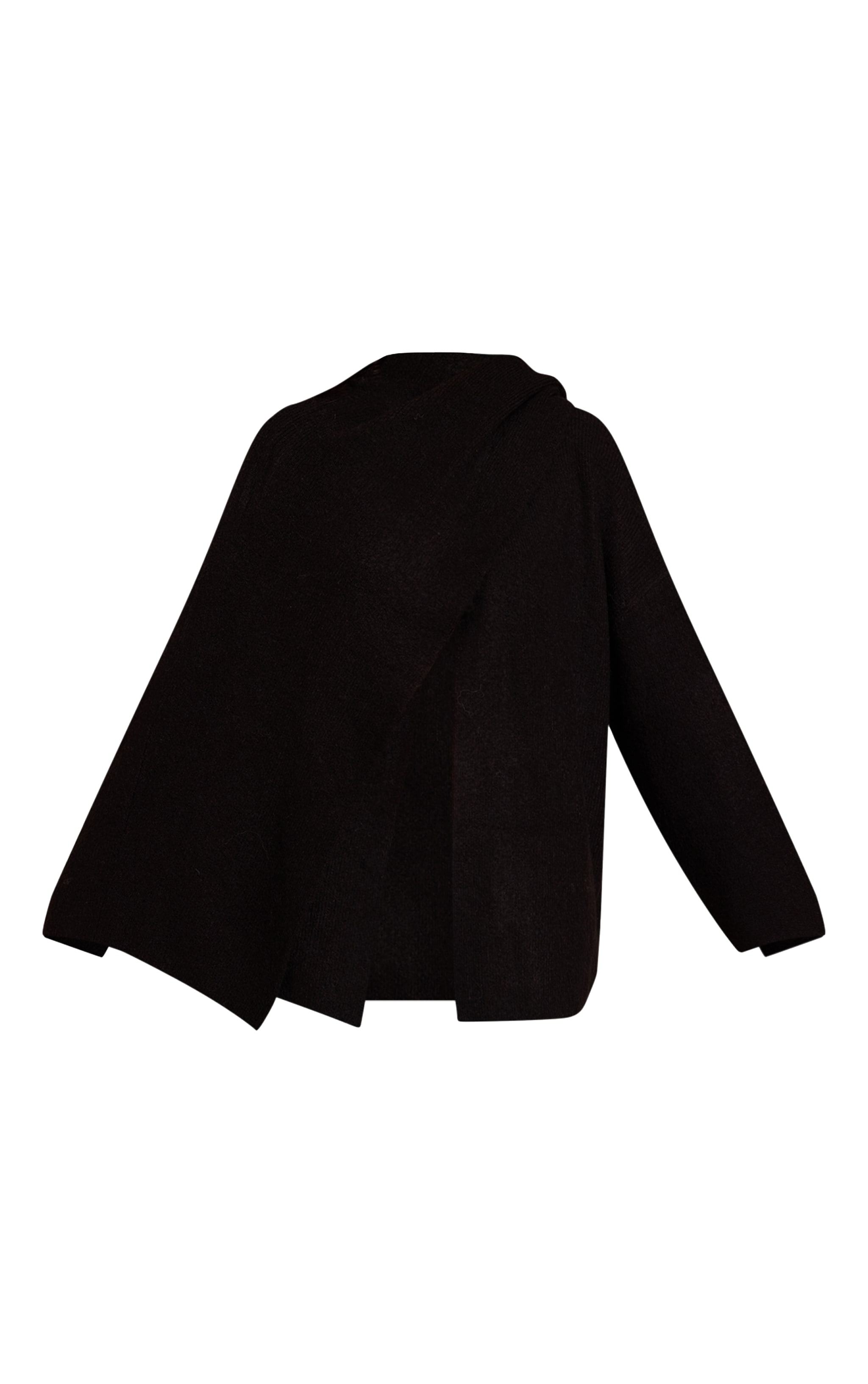 Black Scarf Detail Soft Knit Sweater image 5