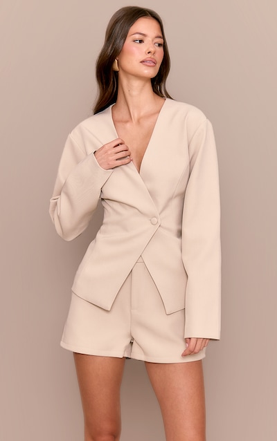 Short de tailleur gris clair à taille mi-haute
