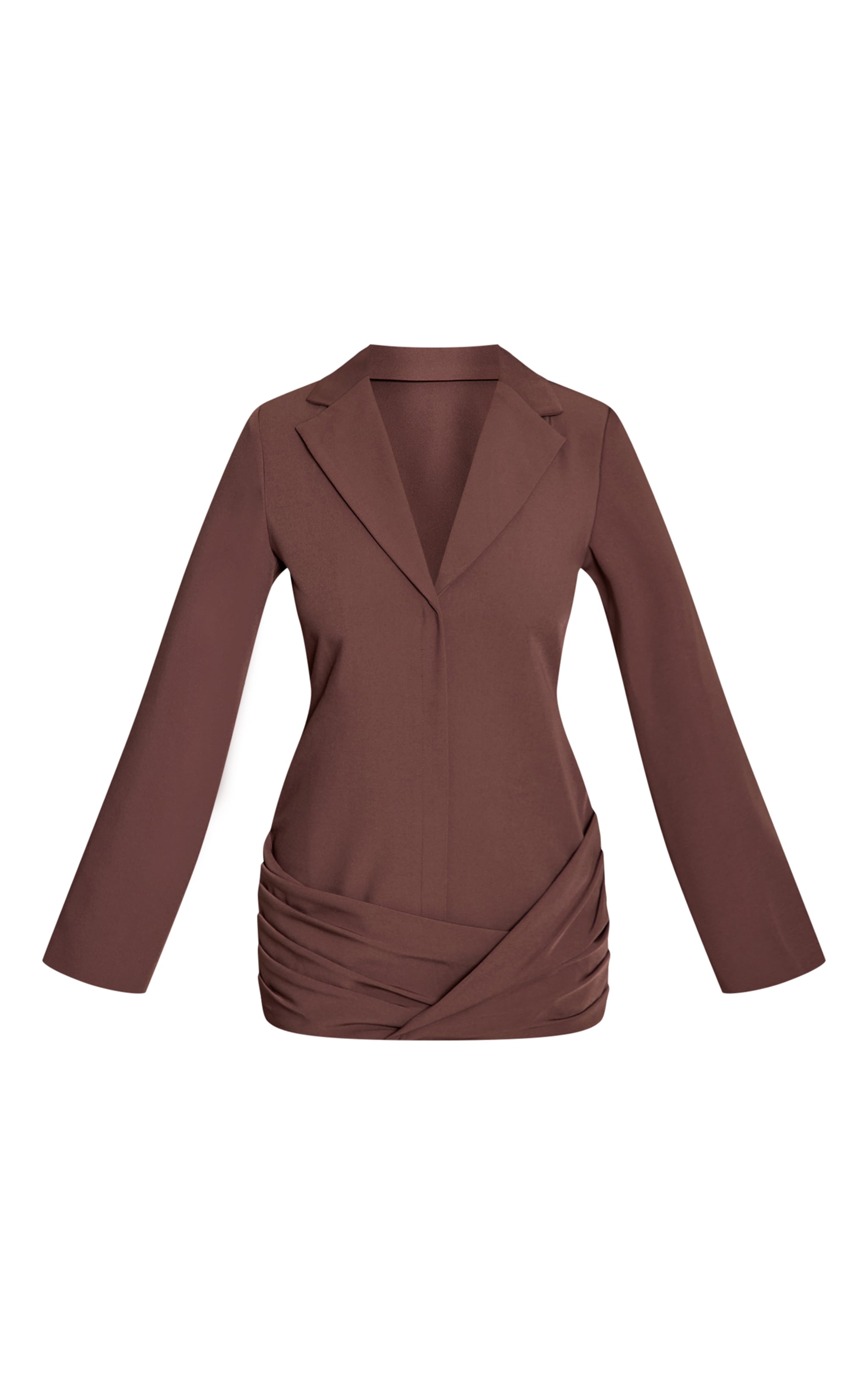 Robe blazer tissée chocolat à ourlet croisé image 5
