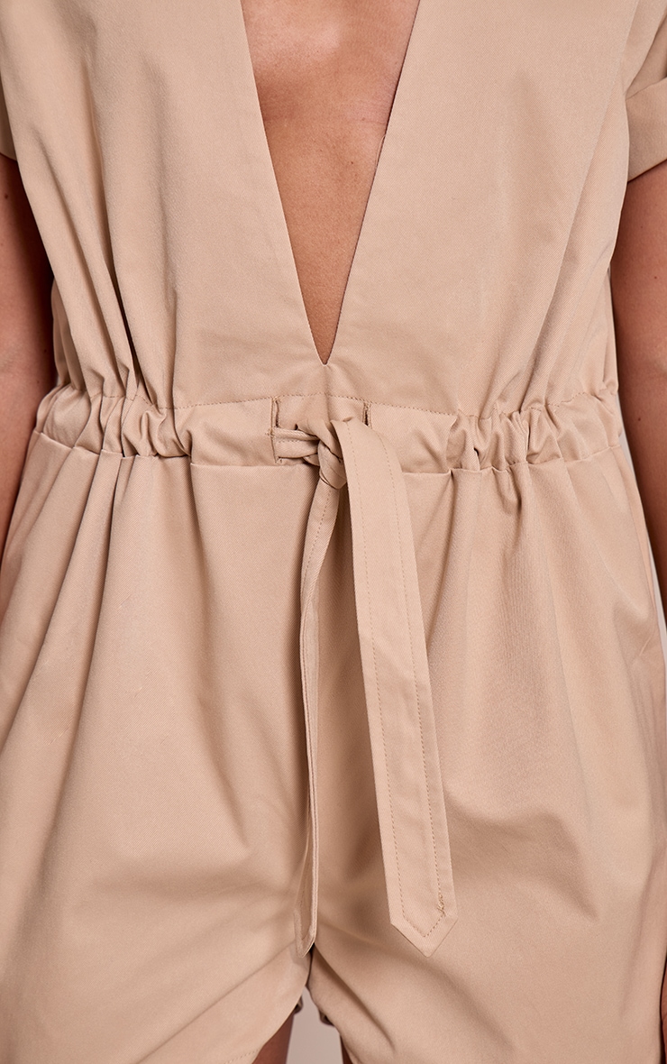Beige Utility Tie Belt Playsuit image 4