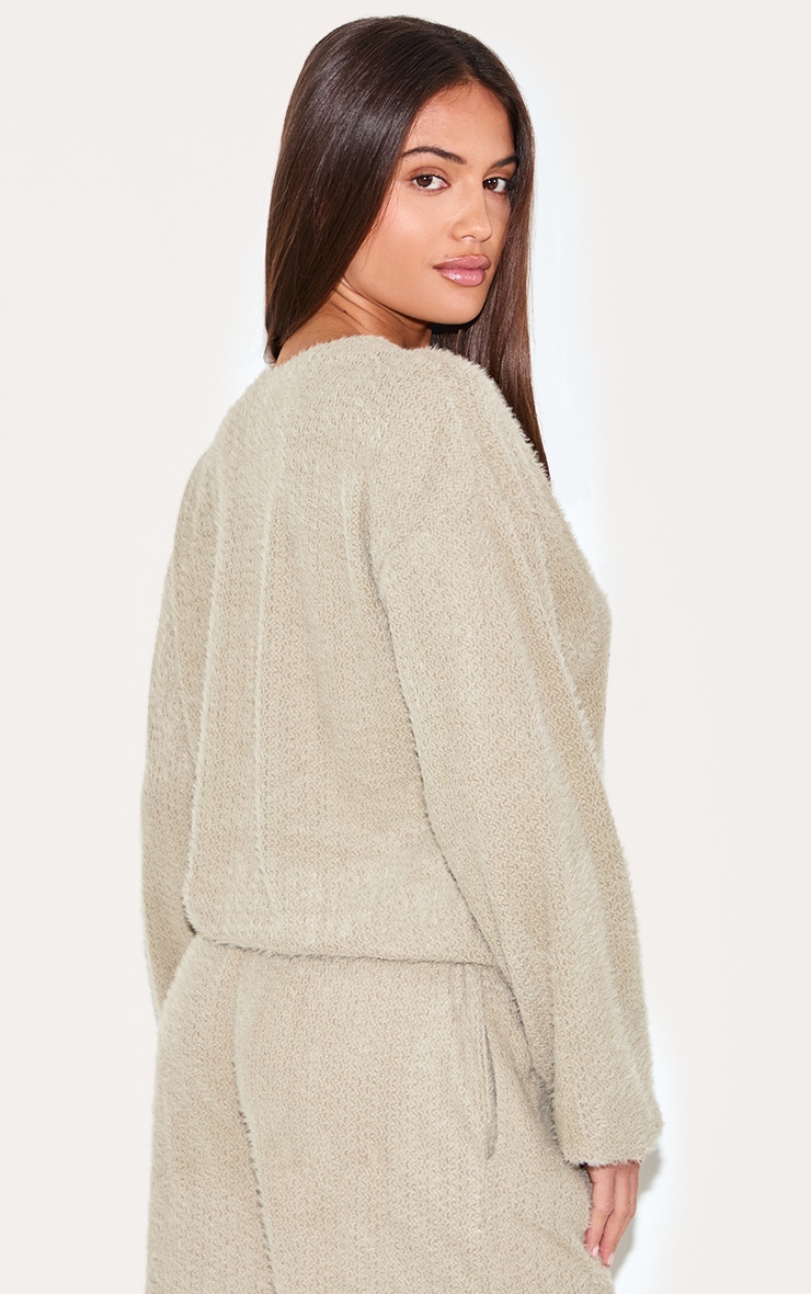 Mushroom Textured Button Up Long Sleeve Cardigan image 2