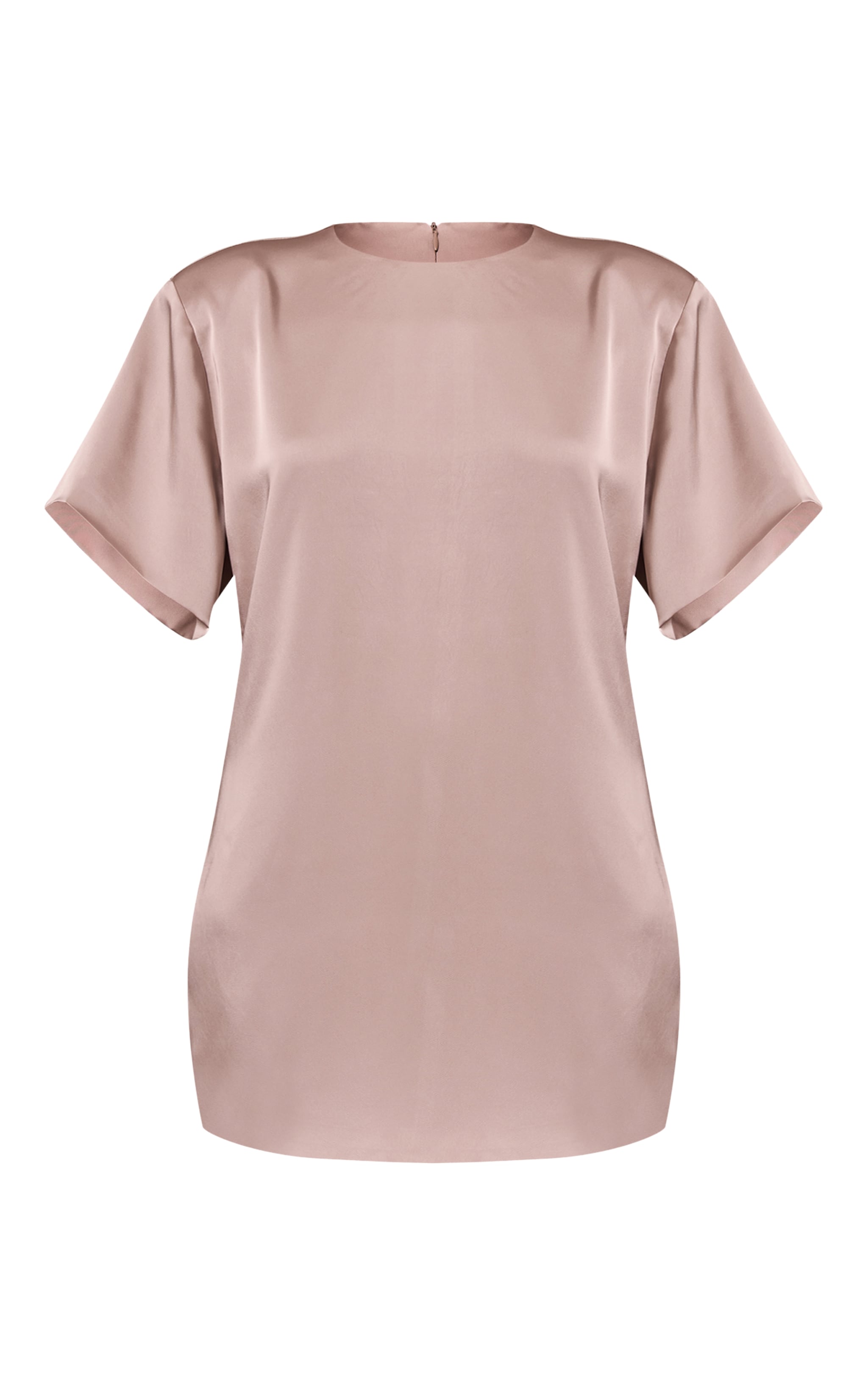 Taupe Satin T Shirt Dress image 5