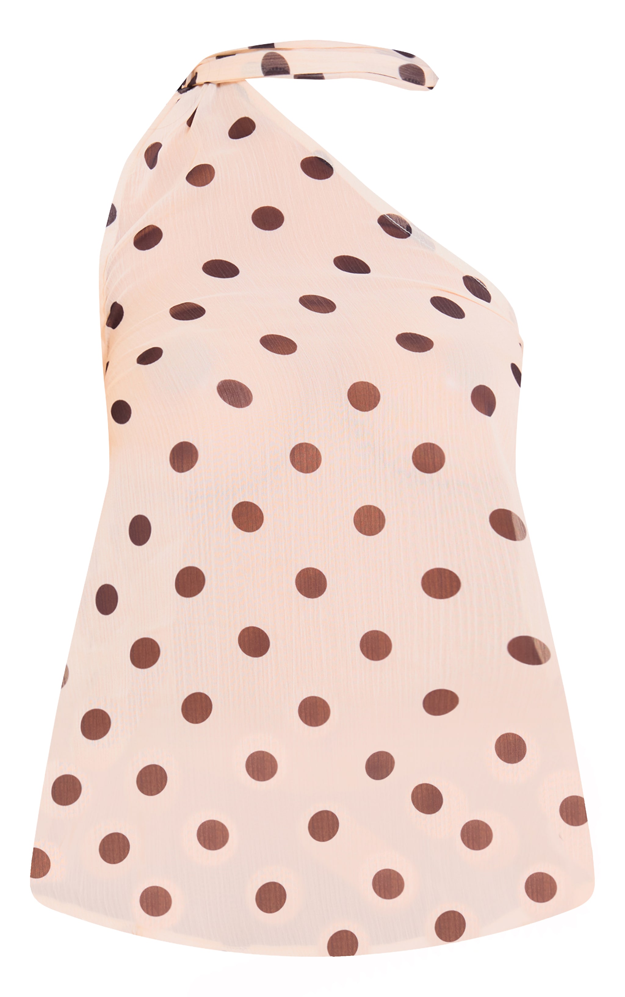Petite Cream Sheer Polka Dot Tie Halterneck Top image 5