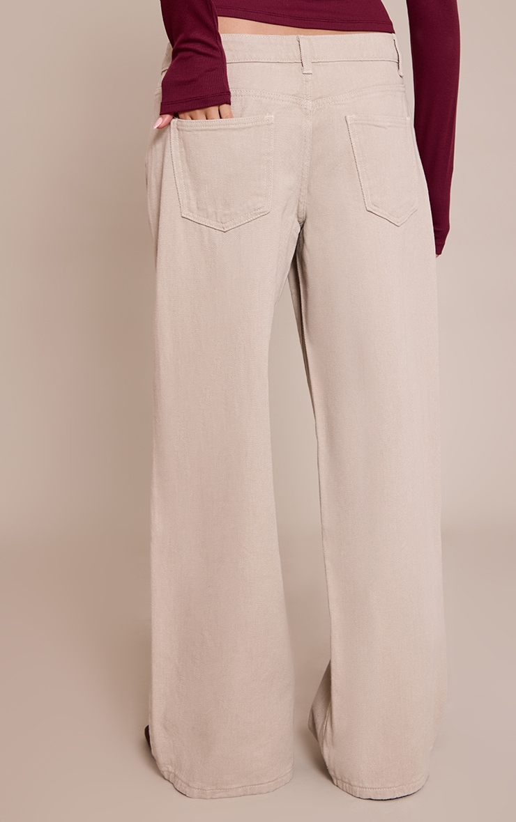 Jean large beige clair à taille basse image 3