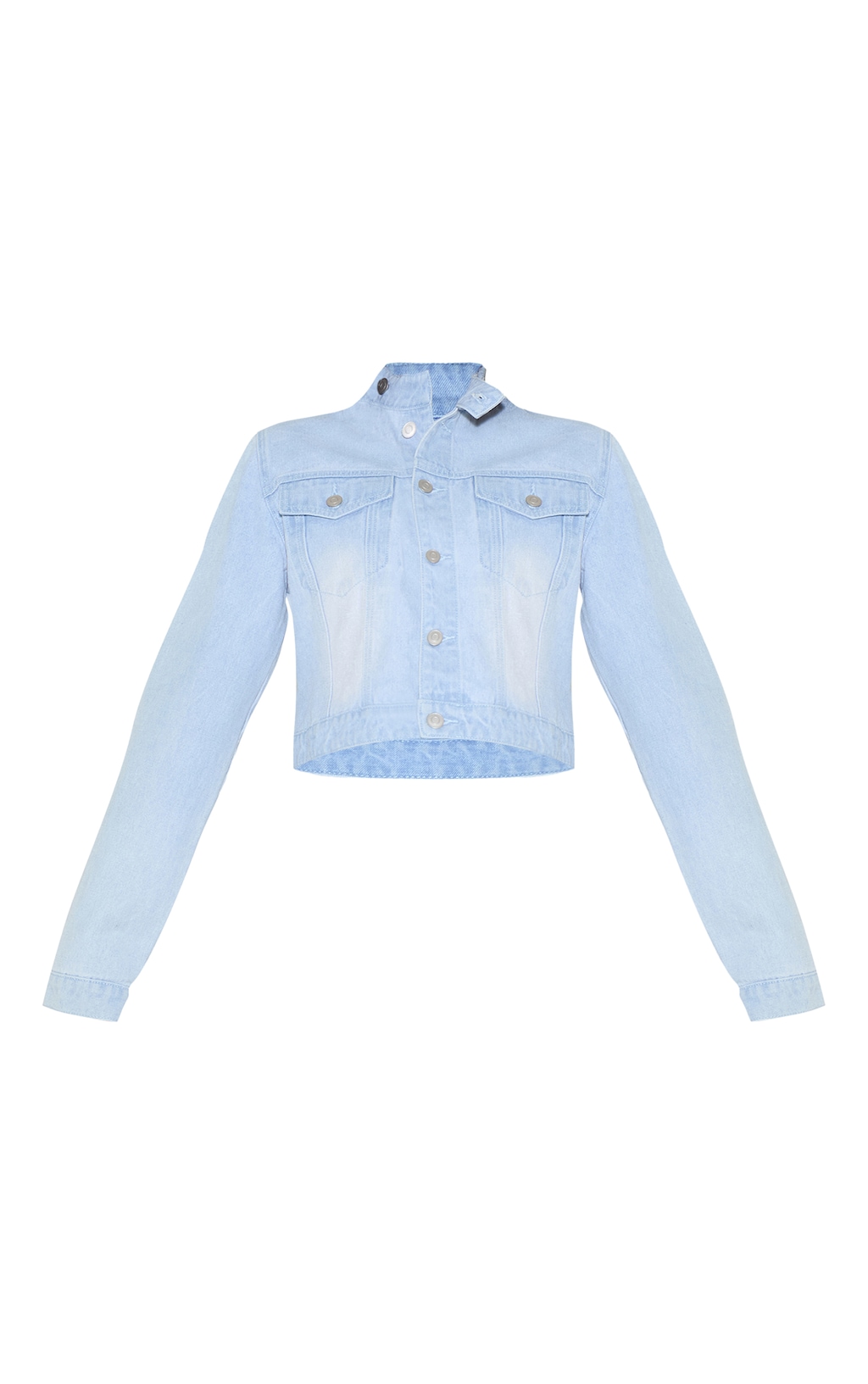 Light Blue Seam Detail Cropped Denim Racer Jacket | Denim ...