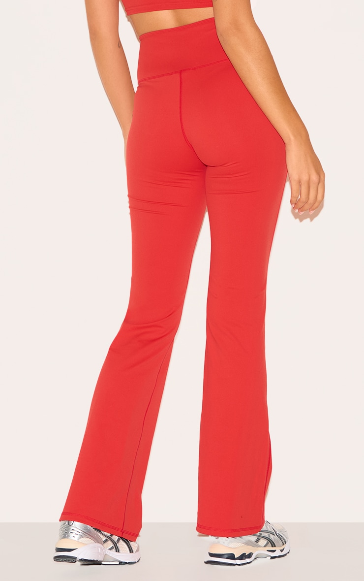 Red Sculpt Binding Wrap Contrast Waist Yoga Pants image 3
