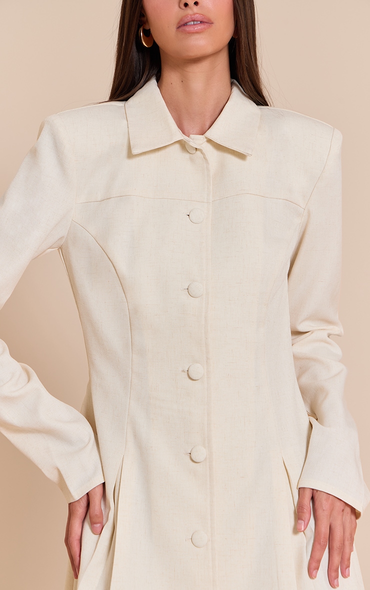 Cream Button Up Pleated Shirt Dress image 4