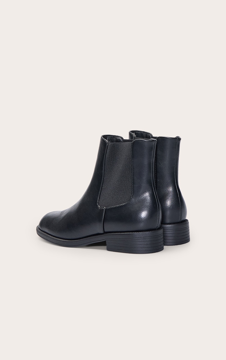 Wide Fit Black Round Toe Basic Chelsea Ankle Boot image 4