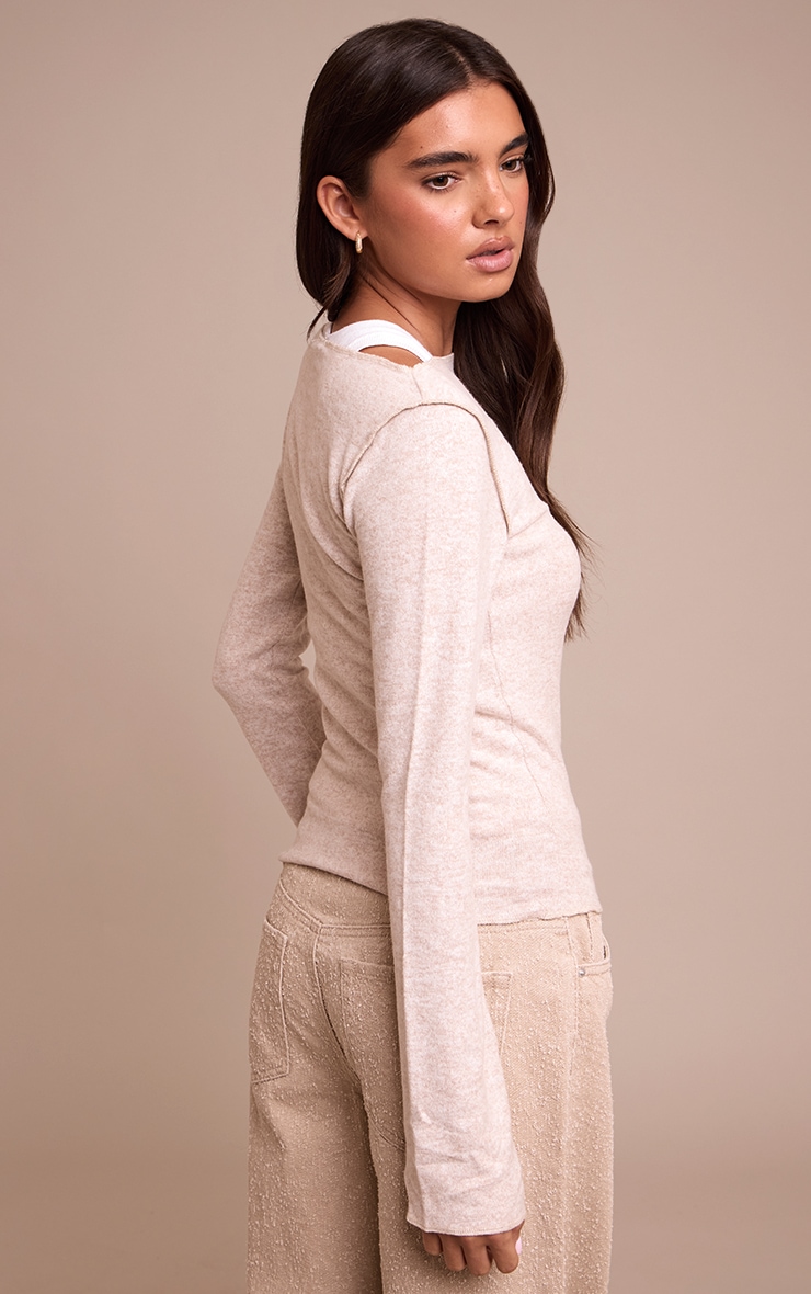 Sand Soft Knit Straight Neck Long Sleeve Top  image 2