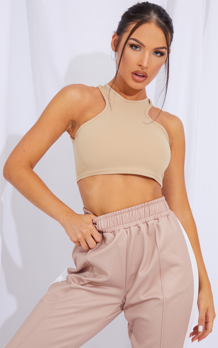 Stone Crepe Racer Neck Crop Top