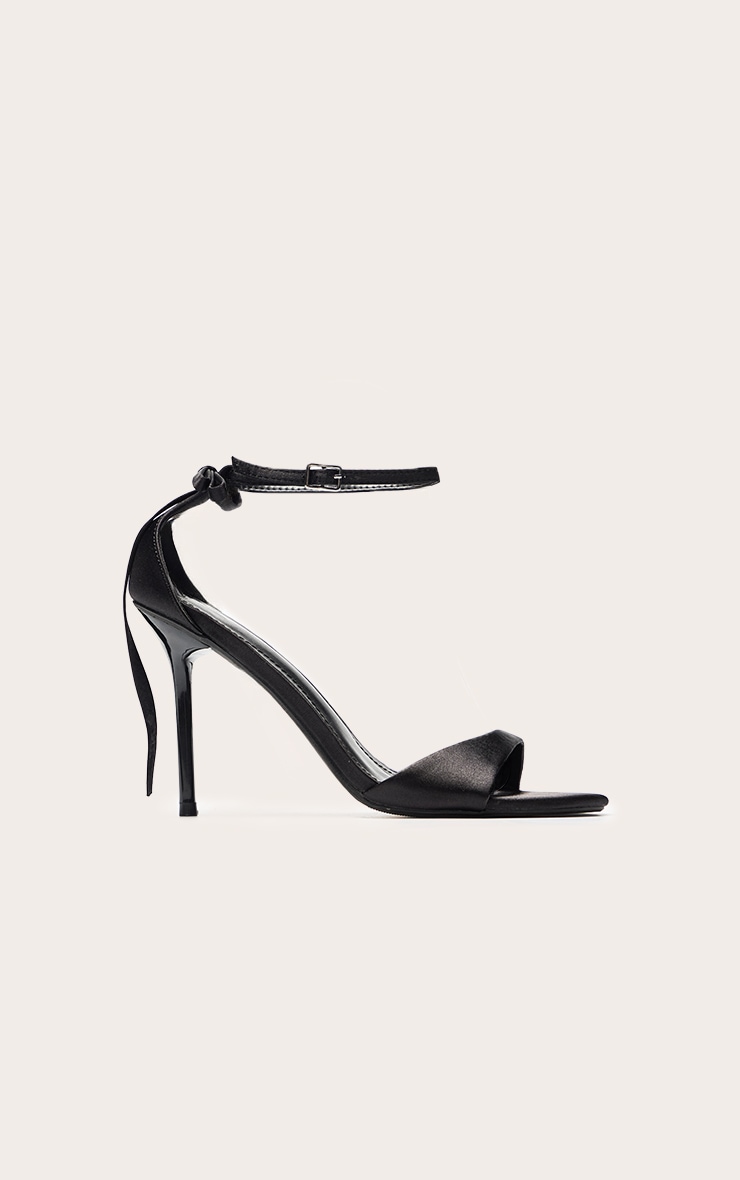 Black Satin Round Toe Bow Detail Sandal image 2