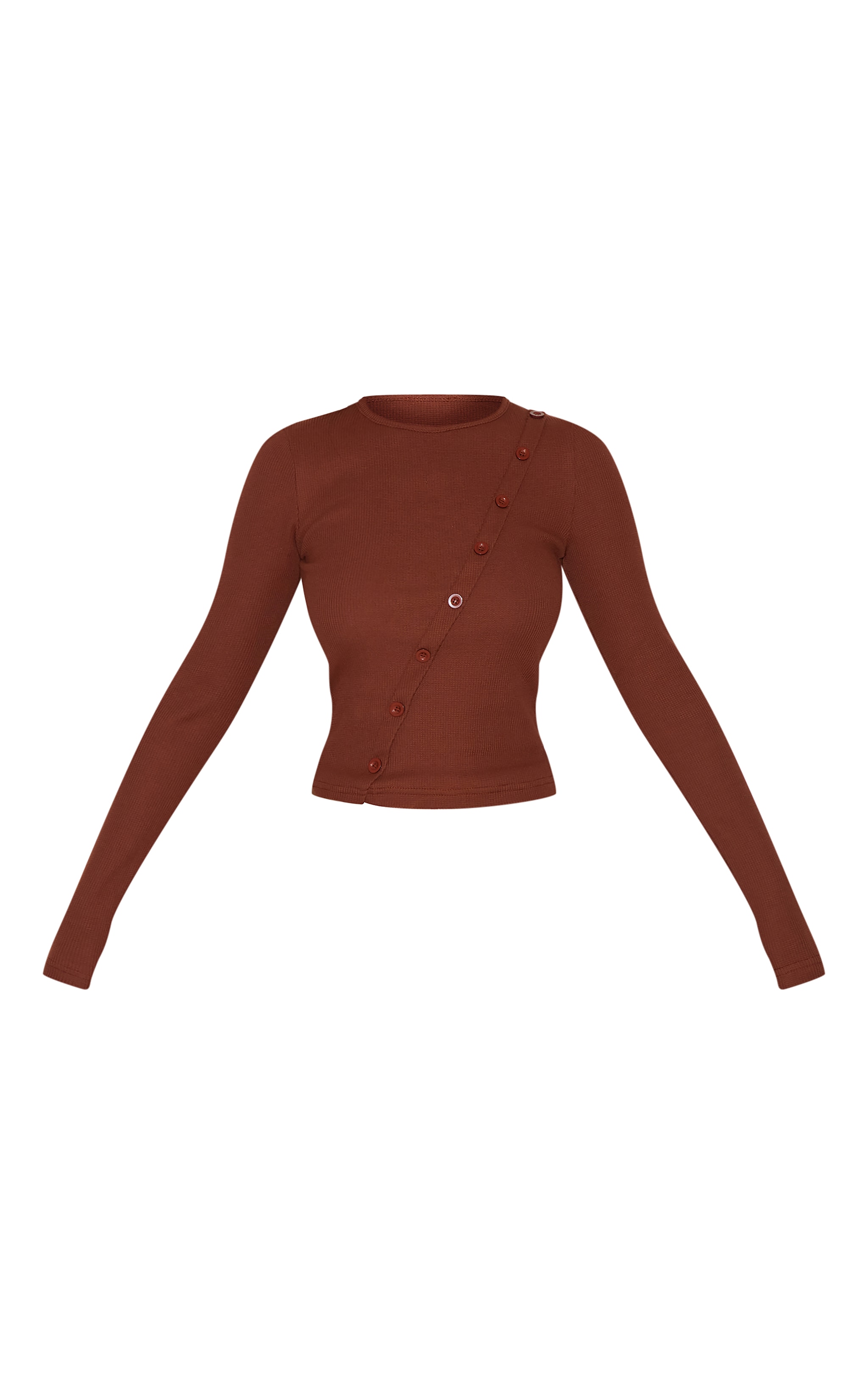 Black Waffle Asymmetric Button Up Long Sleeve Top image 5