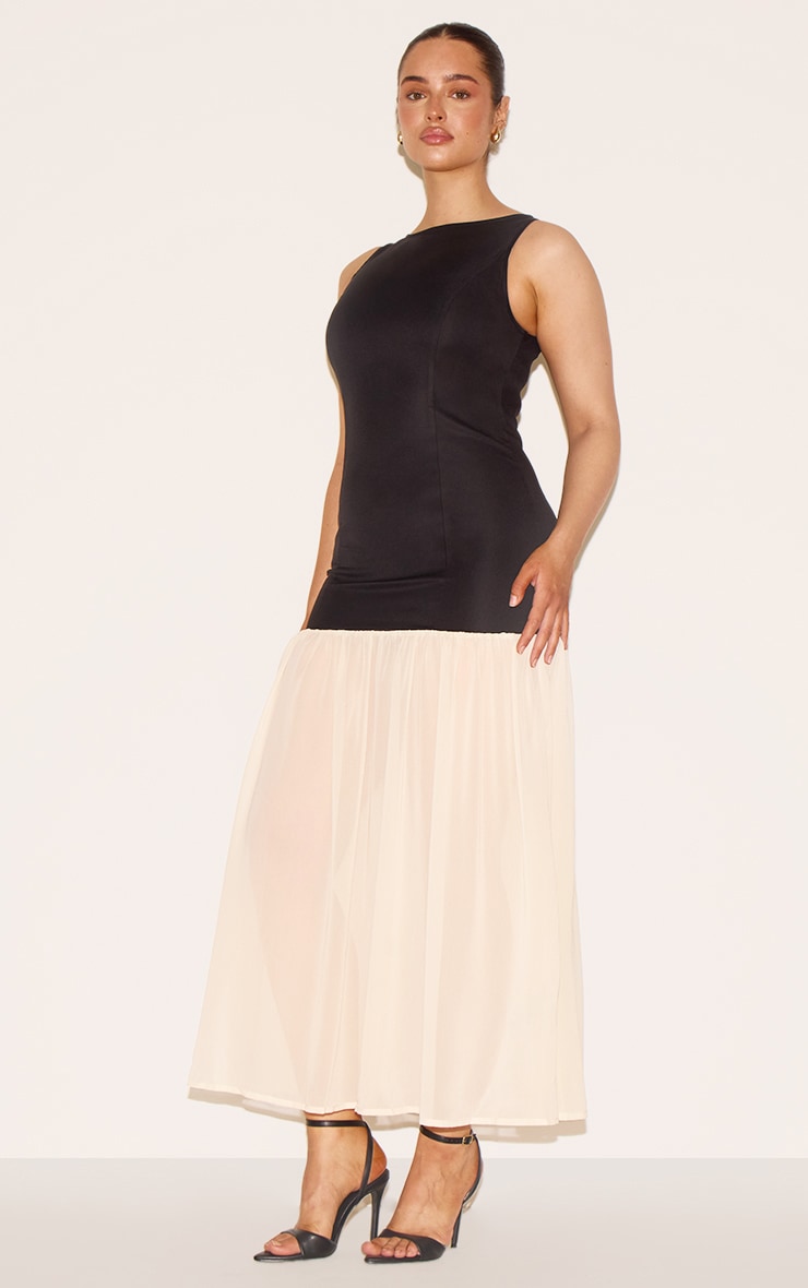 Shape Black Boat Neck Dropped Waist Maxi Dress image 3