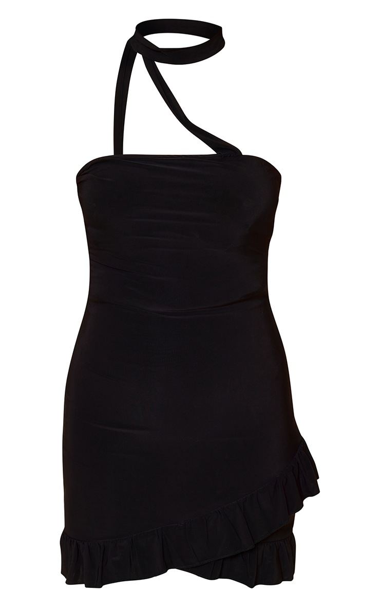 Black Bandeau Scarf Detail Ruffle Bodycon Dress image 4