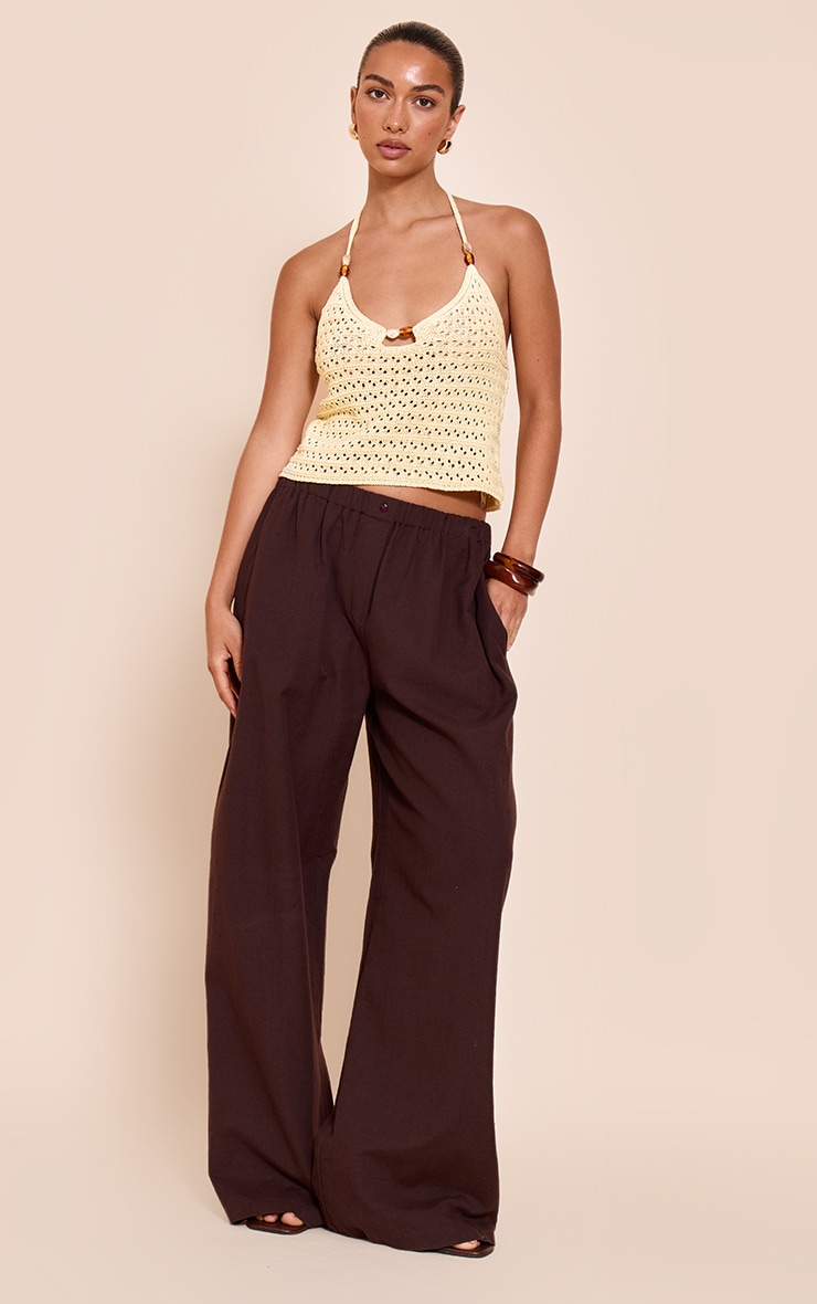 Lemon Crochet Bead Detail Halter Top image 3
