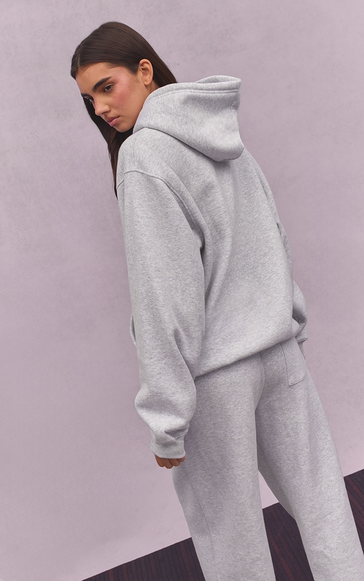 Ash Grey Athletics Club Cotton Fleece Oversized Full Zip Hoodie image 2
