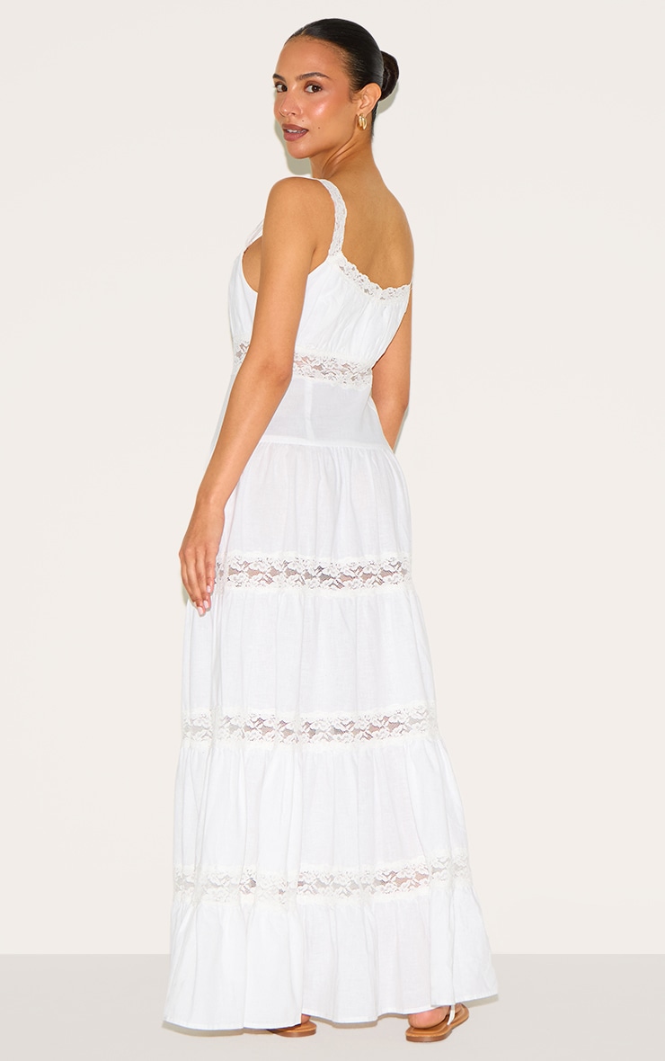 Petite White Tiered Maxi Dress With Lace Details image 2