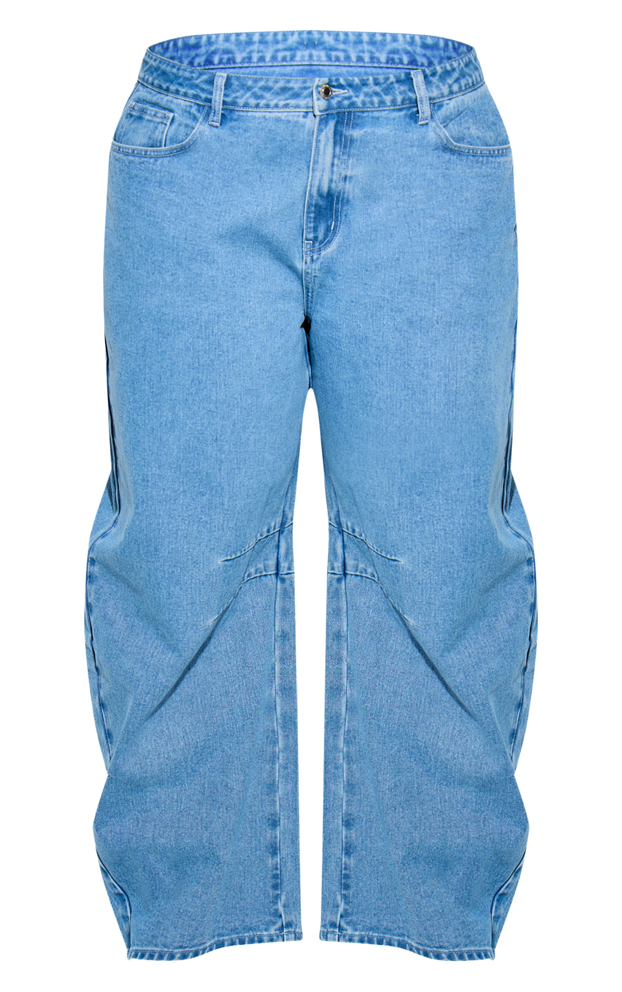 Plus Mid Blue Wash Seam Detail Barrel Jean image 5
