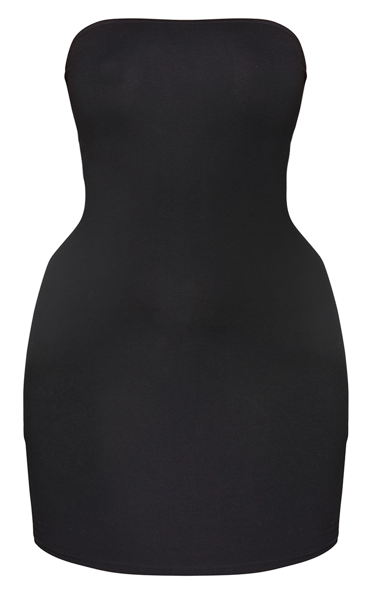 Basic Plus Black Cotton Blend Jersey Bandeau Bodycon Dress image 6