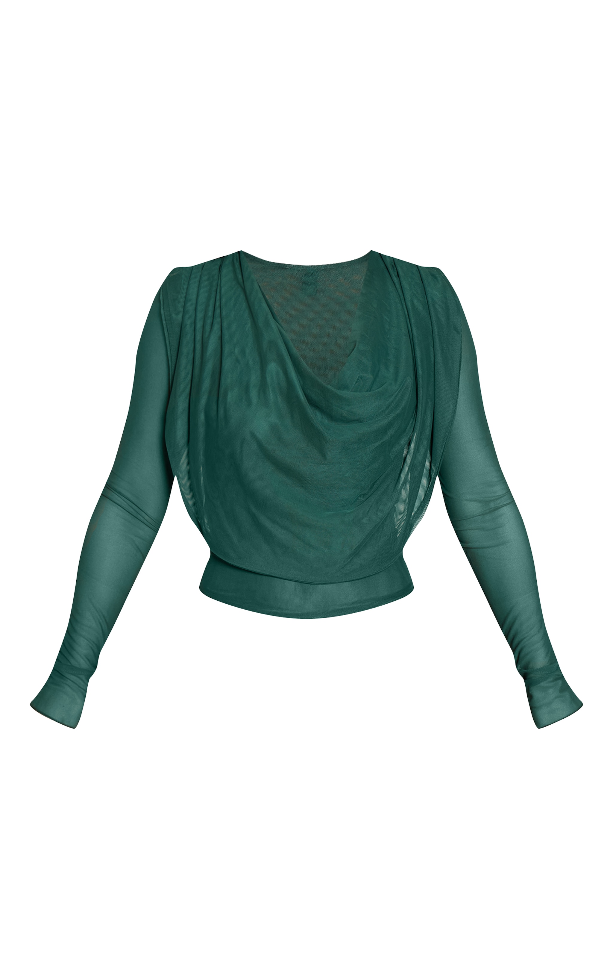 Top en mesh vert olive à col bénitier et manches longues image 5